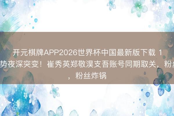 开元棋牌APP2026世界杯中国最新版下载 14年阵势夜深突变!崔秀英郑敬淏支吾账号同期取关,粉丝炸锅