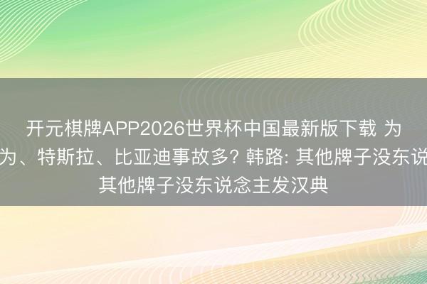 开元棋牌APP2026世界杯中国最新版下载 为啥小米、华为、特斯拉、比亚迪事故多? 韩路: 其他牌子没东说念主发汉典
